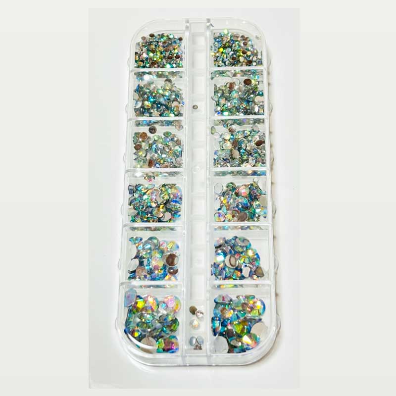 プロ用ラインストーン ５サイズ 1,000個 ペリドットサマーオーロラ㉒ フラットバック ラインストーン