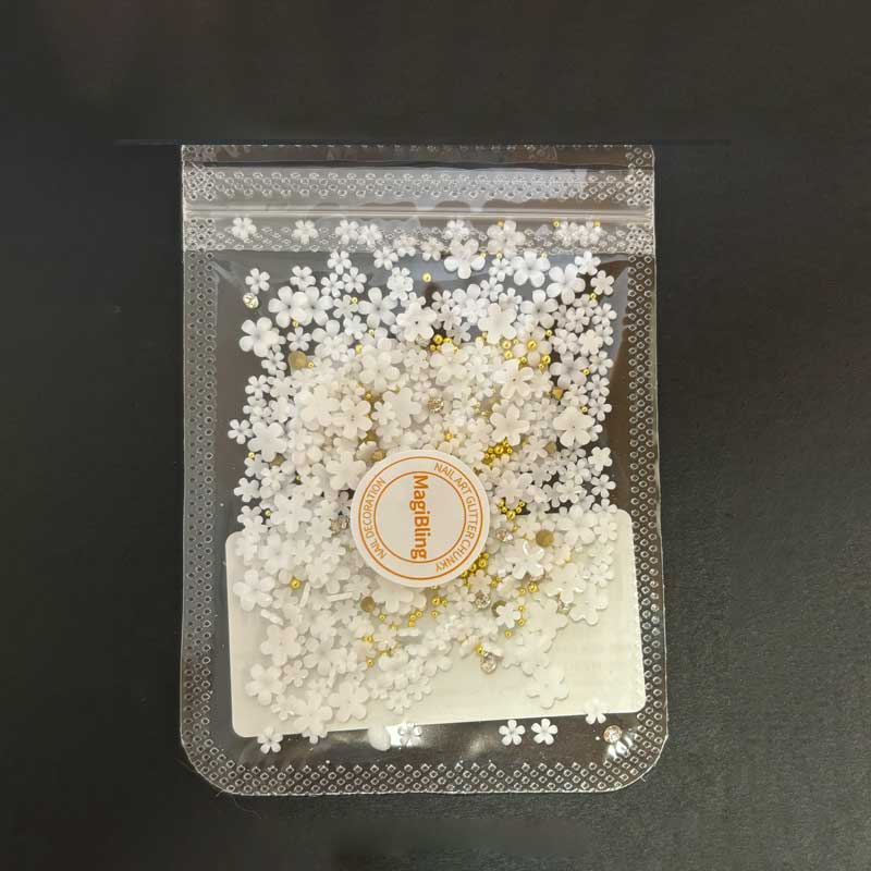 プロ用ネイルパーツ　ｓ花　大小ミックス　ゴールド