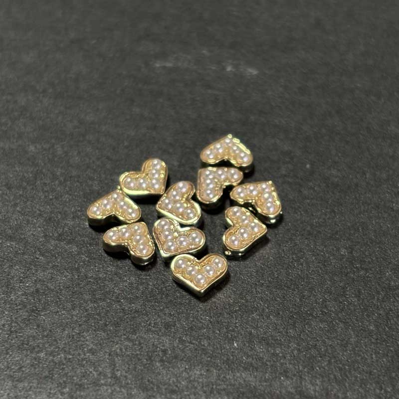 プロ用ネイルチップ　Cハート真珠　１０個入り
