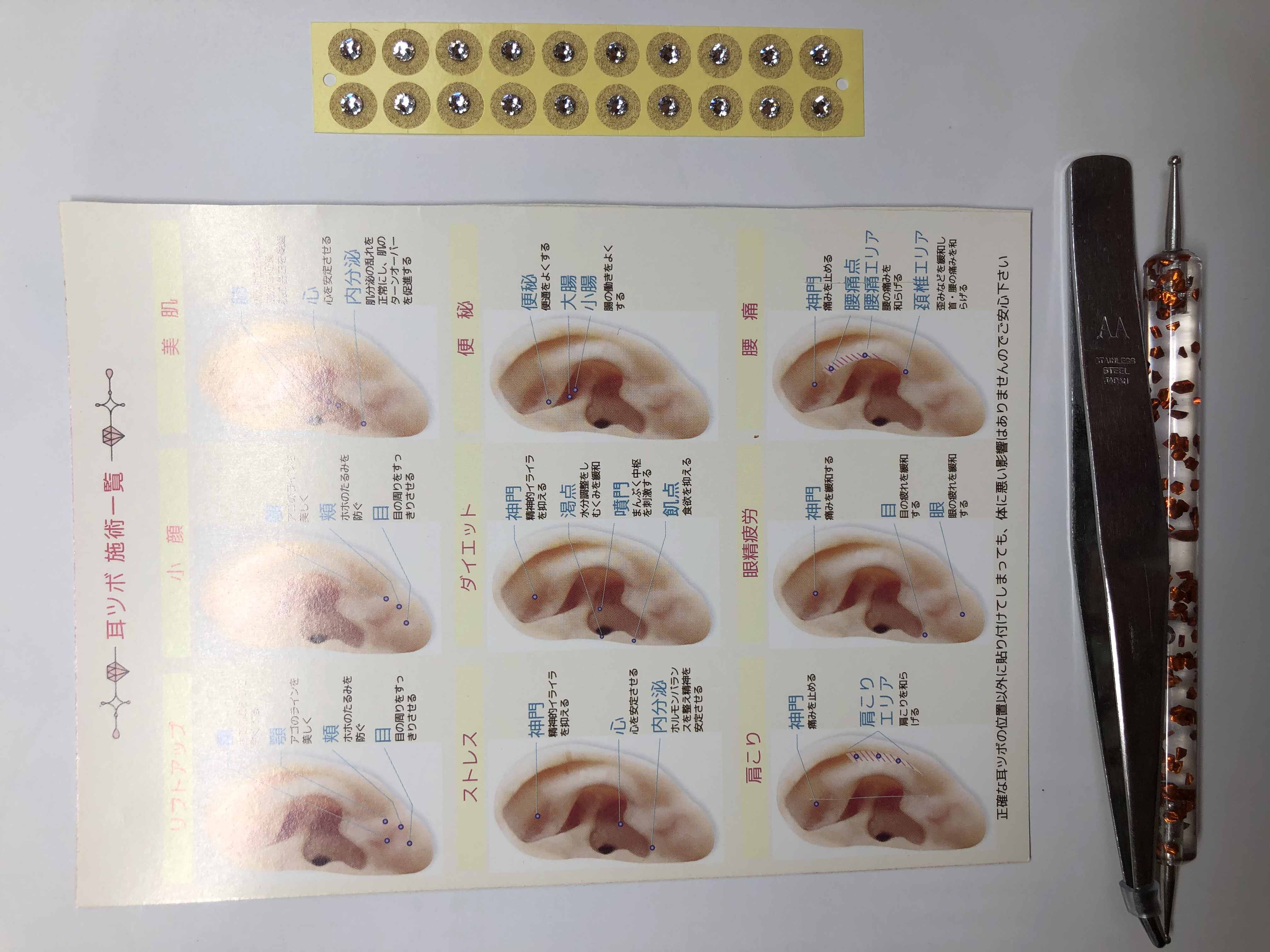 耳つぼジュエリー・フラット＜天照石+＞和紙タイプ【微弱電流+遠赤】<特許取得商品>（20粒）初めてセット